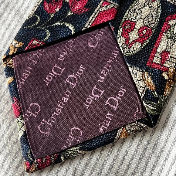Christian Dior Vintage Royal Neck Tie 100% Silk - Picture 7 of 8